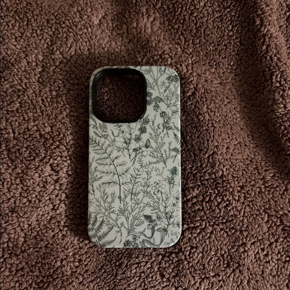 Botanical Design Phone Case - Black, white, and leafy green!